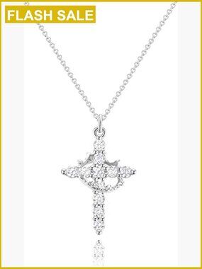 Crown Cross Pendant Necklace 14K Gold Plated Non-Tarnish Faith Jewelry